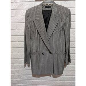 David N Women's Gray Summer Weight Pinstriped Double Breasted Blazer Size M